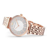 Emporio Armani Gianni T-Bar Crystals Silver Dial Rose Gold Steel Strap Watch For Women - AR11446 Authentic Buy Shop Now