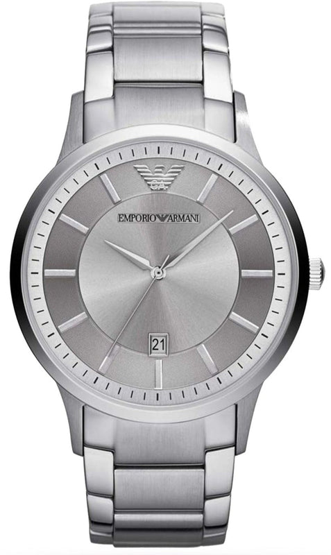 Emporio Armani Renato Quartz Silver Dial Silver Steel Strap Watch For Men - AR11189 Authentic Buy Shop Now