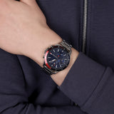 Tommy Hilfiger Bank Chronograph Blue Dial Silver Steel Strap Watch for Men - 1791718 Authentic Buy Shop Now