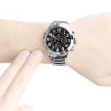 Tommy Hilfiger Trent Chronograph Black Dial Silver Steel Strap Watch for Men - 1791054 Authentic Buy Shop Now
