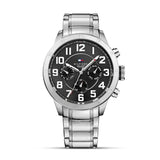 Tommy Hilfiger Trent Chronograph Black Dial Silver Steel Strap Watch for Men - 1791054 Authentic Buy Shop Now