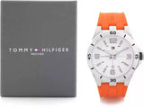 Tommy Hilfiger Analog White Dial Orange Rubber Strap Watch for Men - 1791063 Authentic Buy Shop Now