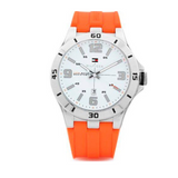 Tommy Hilfiger Analog White Dial Orange Rubber Strap Watch for Men - 1791063 Authentic Buy Shop Now