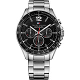 Tommy Hilfiger Luke Chronograph Black Dial Silver Steel Strap Watch for Men - 1791104 Authentic Buy Shop Now