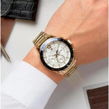 Tommy Hilfiger Luke Chronograph White Dial Gold Steel Strap Watch for Men - 1791121 Authentic Buy Shop Now