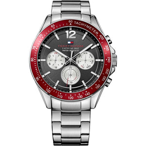 Tommy Hilfiger Luke Chronograph Black Dial Silver Steel Strap Watch for Men - 1791122 Authentic Buy Shop Now