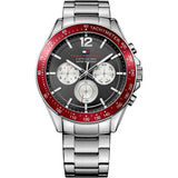 Tommy Hilfiger Luke Chronograph Black Dial Silver Steel Strap Watch for Men - 1791122 Authentic Buy Shop Now