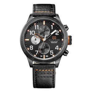 Tommy Hilfiger Trent Multifunction Black Dial Black Leather Strap Watch for Men - 1791136 Authentic Buy Shop Now