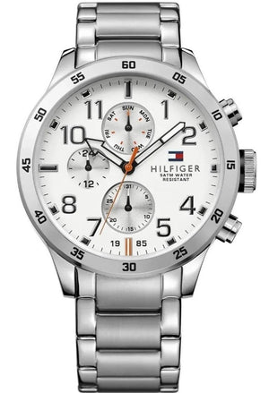 Tommy Hilfiger Trent Multifunction White Dial Silver Steel Strap Watch for Men - 1791140 Authentic Buy Shop Now