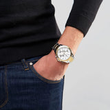 Tommy Hilfiger Hudson Chronograph White Dial Two Tone Steel Strap Watch For Men - 1791226 Authentic Buy Shop Now