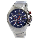 Tommy Hilfiger Hudson Chronograph Quartz Blue Dial Silver Steel Strap Watch For Men - 1791228 Authentic Buy Shop Now