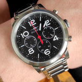 Tommy Hilfiger Jake Chronograph Black Dial Silver Steel Strap Watch for Men - 1791234 Authentic Buy Shop Now