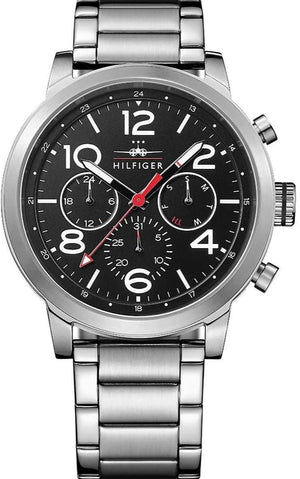 Tommy Hilfiger Jake Chronograph Black Dial Silver Steel Strap Watch for Men - 1791234 Authentic Buy Shop Now
