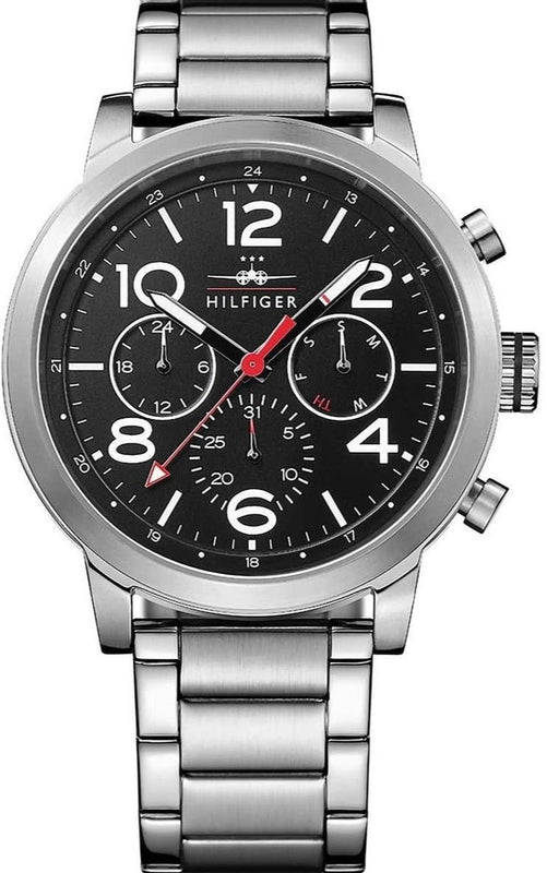 Tommy Hilfiger Jake Chronograph Black Dial Silver Steel Strap Watch for Men - 1791234 Authentic Buy Shop Now