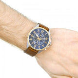 Tommy Hilfiger Dean Multifunctional Blue Dial Brown Leather Strap Watch for Men - 1791275 Authentic Buy Shop Now