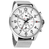 Tommy Hilfiger Dean Chronograph White Dial Silver Mesh Bracelet Watch for Men - 1791277 Authentic Buy Shop Now