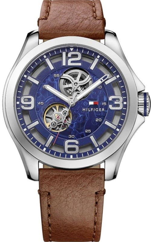 Tommy Hilfiger Bruce Analog Blue Dial Brown Leather Strap Watch for Men - 1791278 Authentic Buy Shop Now