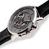 Tommy Hilfiger Keagan Quartz Grey Dial Black Leather Strap Watch for Men - 1791289 Authentic Buy Shop Now