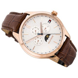 Tommy Hilfiger Oliver Chronograph White Dial Brown Leather Strap Watch for Men - 1791306 Authentic Buy Shop Now