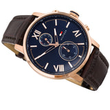Tommy Hilfiger Aiden Quartz Blue Dial Brown Leather Strap Watch for Men - 1791308 Authentic Buy Shop Now