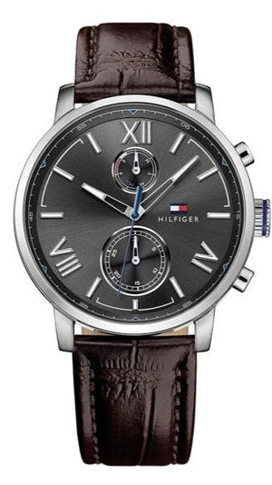 Tommy Hilfiger Aiden Quartz Black Dial Brown Leather Strap Watch for Men - 1791309 Authentic Buy Shop Now
