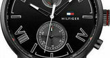Tommy Hilfiger Aden Chronograph Black Dial Black Leather Strap Watch for Men - 1791310 Authentic Buy Shop Now
