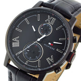 Tommy Hilfiger Aden Chronograph Black Dial Black Leather Strap Watch for Men - 1791310 Authentic Buy Shop Now