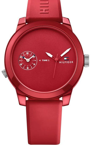 Tommy Hilfiger Denim Quartz Red Dial Red Rubber Strap Watch for Men - 1791323 Authentic Buy Shop Now