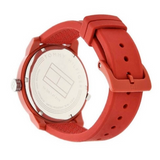 Tommy Hilfiger Denim Quartz Red Dial Red Rubber Strap Watch for Men - 1791323 Authentic Buy Shop Now