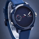 Tommy Hilfiger Denim Quartz Blue Dial Blue Rubber Strap Watch for Men - 1791325 Authentic Buy Shop Now