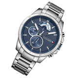 Tommy Hilfiger Decker Quartz Blue Dial Silver Steel Strap Watch for Men - 1791348 Authentic Buy Shop Now