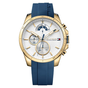 Tommy Hilfiger Decker White Dial Blue Rubber Strap Watch for Men - 1791353 Authentic Buy Shop Now