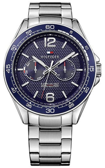 Tommy Hilfiger Erik Chronograph Blue Dial Silver Steel Strap Watch for Men - 1791366 Authentic Buy Shop Now
