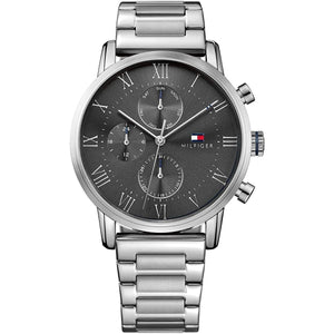 Tommy Hilfiger Kane Chronograph Grey Dial Silver Steel Strap Watch for Men - 1791397 Authentic Buy Shop Now
