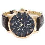 Tommy Hilfiger Kane Chronograph Blue Dial Brown Leather Strap Watch for Men - 1791399 Authentic Buy Shop Now
