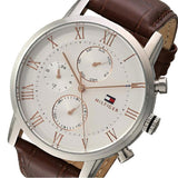 Tommy Hilfiger Kane Chronograph White Dial Brown Leather Strap Watch for Men - 1791400 Authentic Buy Shop Now