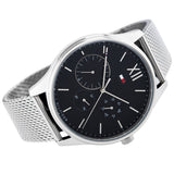 Tommy Hilfiger Damon Quartz Chronograph Black Dial Silver Mesh Bracelet Watch for Men - 1791415 Authentic Buy Shop Now