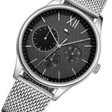 Tommy Hilfiger Damon Quartz Chronograph Black Dial Silver Mesh Bracelet Watch for Men - 1791415 Authentic Buy Shop Now