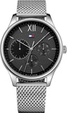 Tommy Hilfiger Damon Quartz Chronograph Black Dial Silver Mesh Bracelet Watch for Men - 1791415 Authentic Buy Shop Now