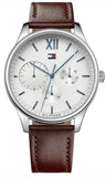Tommy Hilfiger Damon Quartz White Dial Brown Leather Strap Watch for Men - 1791418 Authentic Buy Shop Now
