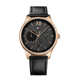 Tommy Hilfiger Damon Quartz Black Dial Black Leather Strap Watch for Men - 1791419 Authentic Buy Shop Now