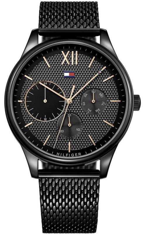 Tommy Hilfiger Damon Quartz Black Dial Black Mesh Bracelet Watch for Men - 1791420 Authentic Buy Shop Now