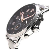Tommy Hilfiger Briggs Chronograph Black Dial Silver Steel Strap Watch for Men - 1791422 Authentic Buy Shop Now