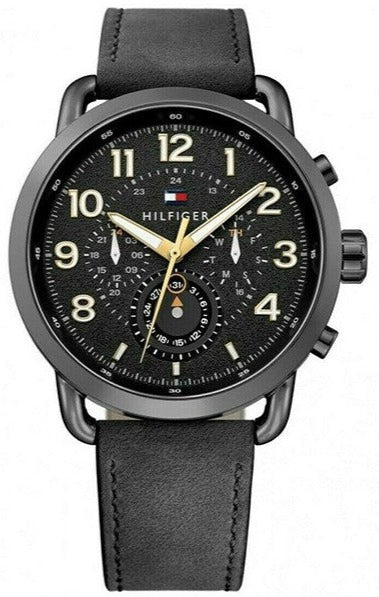 Tommy Hilfiger Briggs Black Dial Black Leather Strap Watch for Men - 1791426 Authentic Buy Shop Now