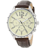 Tommy Hilfiger Gavin Chronograph White Dial Brown Leather Strap Watch for Men - 1791467 Authentic Buy Shop Now