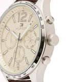 Tommy Hilfiger Gavin Chronograph White Dial Brown Leather Strap Watch for Men - 1791467 Authentic Buy Shop Now