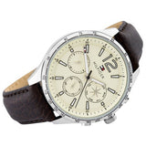 Tommy Hilfiger Gavin Chronograph White Dial Brown Leather Strap Watch for Men - 1791467 Authentic Buy Shop Now