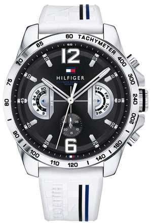 Tommy Hilfiger Multifunction Black Dial White Rubber Strap Watch for Men - 1791475 Authentic Buy Shop Now