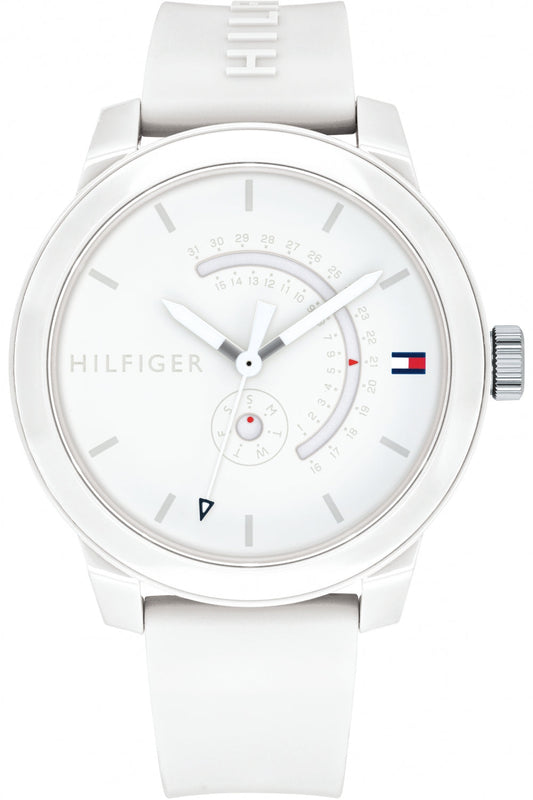 Tommy Hilfiger Denim Analog White Dial White Rubber Strap Watch for Men - 1791481 Authentic Buy Shop Now