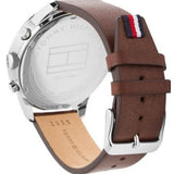 Tommy Hilfiger Chase Chronograph Grey Dial Brown Leather Strap Watch For Men - 1791487 Authentic Buy Shop Now